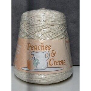 PEACHES & CREAM 100% COTTON YARN FOR WEAVING LOOMS ECRU 1 Ib 16 oz 453g 4PLY NIP
